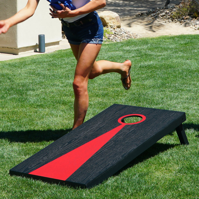 Regulation Size Dark Wood Cornhole Set with Bean Bags