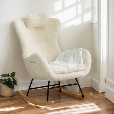 Upholstered Rocking Chair, Modern Nursery Armchair, Teddy Accent Glider Rocker For Bedroom -  George Oliver, E145356CF0B34113B0298169E6F7D3C1