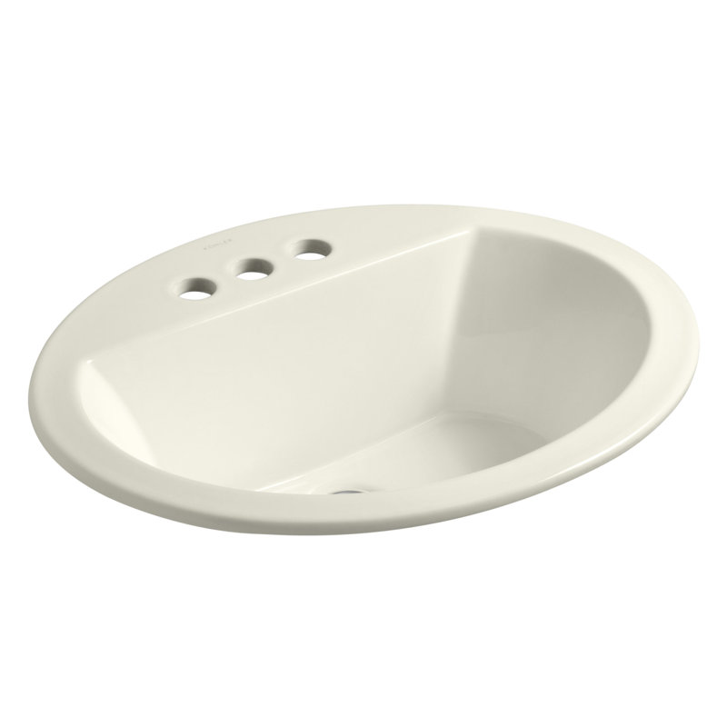 Bryant Ceramic Oval Drop-In Bathroom Sink with Overflow, Sandbar, Single