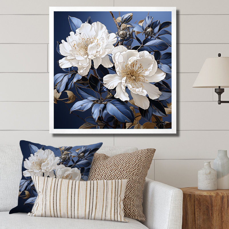 Minimalisme, bouquet de rhododendrons, impression sur toile, H 30 po x l 30 po x P 1 po, Cadre simple blanc