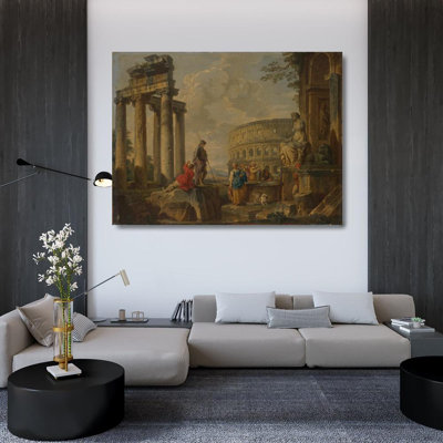 "Le Colisée parmi les ruines romaines" par Giovanni Paolo Panini - Toile tendue avec châssis