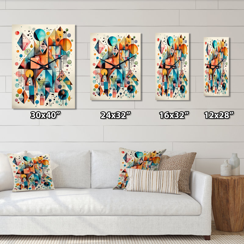 Horloge murale géométrique bleue et orange Balance I, H 32 po x l 24 po x P 1 po