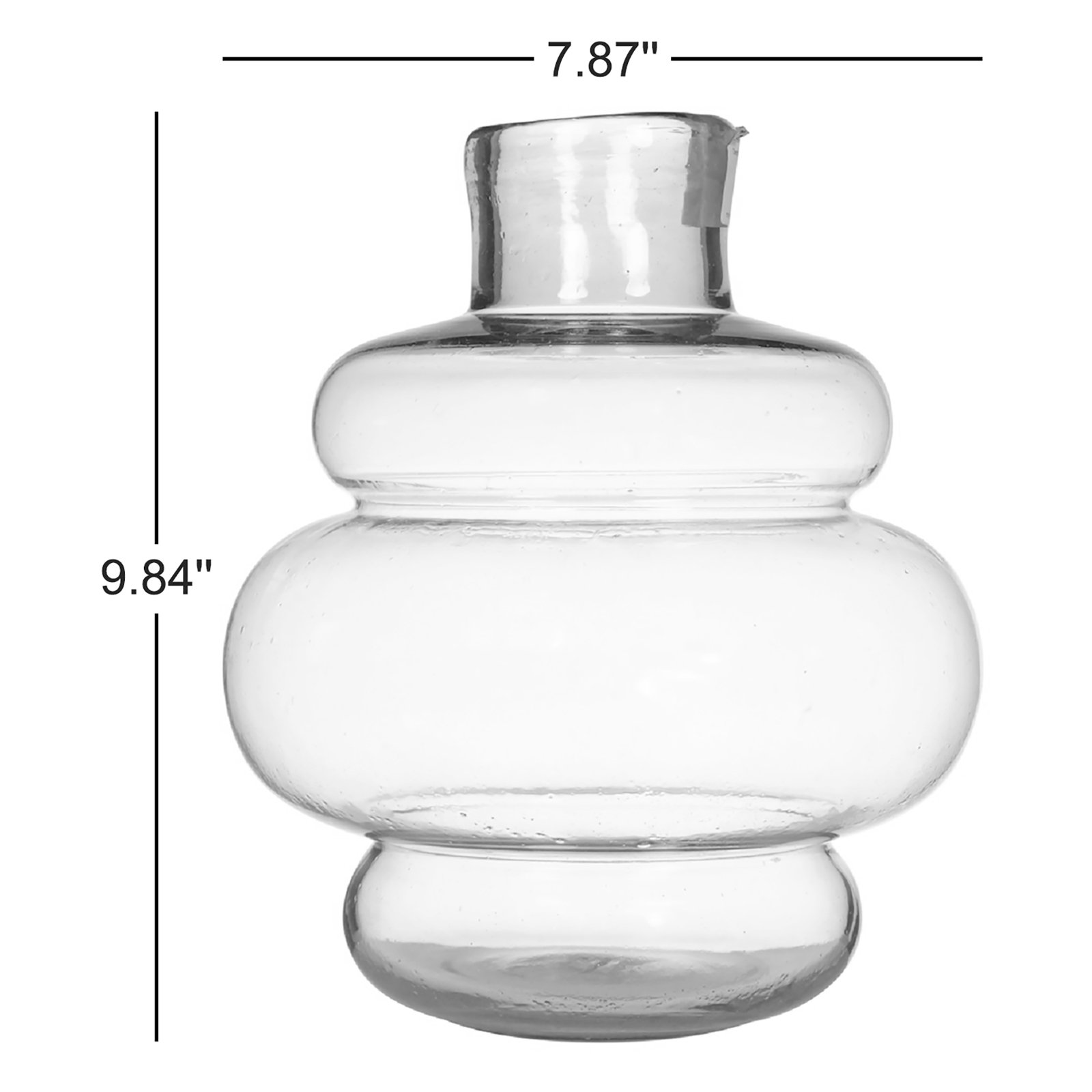 Denise Recycled Glass Vase Clear Dia 7.9"