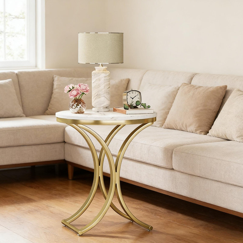 Table d'appoint pour canapé polyvalente, table de bout ronde chic, table basse étroite