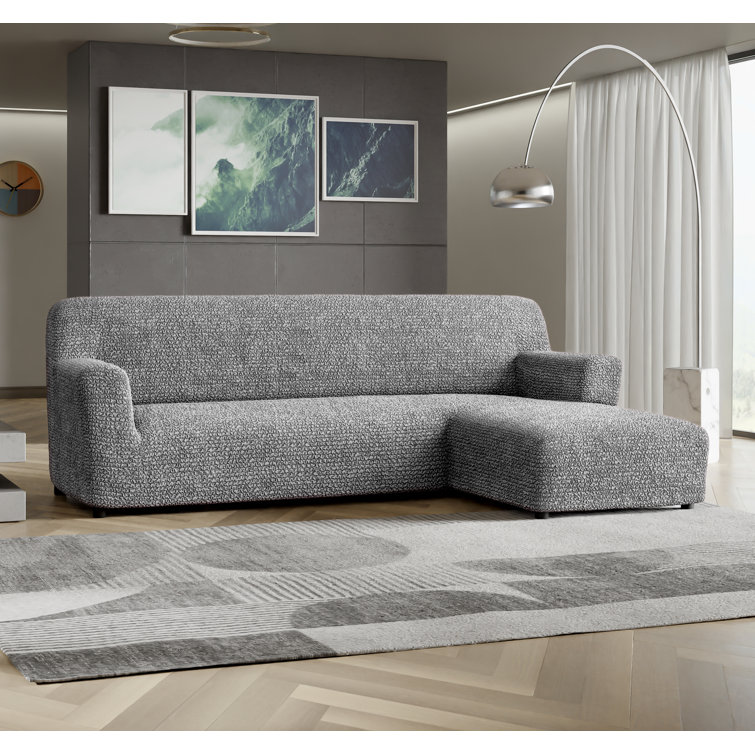Stretchy Slipcover for Chaise Sectional - Easy to Clean & Durable - Microfibra Collection (Right Chaise) 