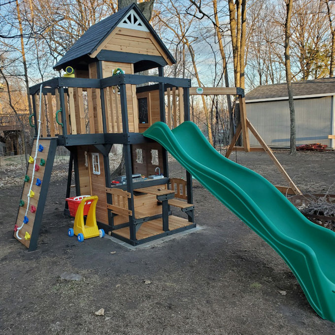 Backyard Discovery Canyon Creek Cedar Wood Swing Set, Play Grill