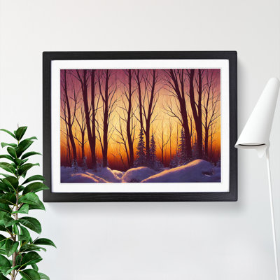 XH1022-10218X Winter Forest Sunset Art - Single Picture Frame Print