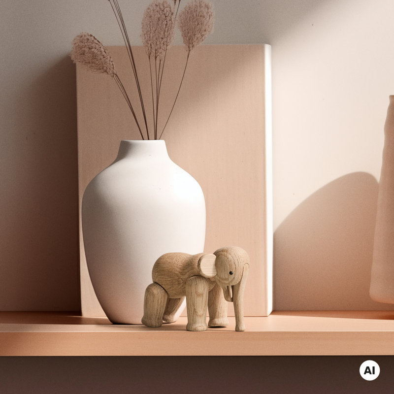 Kay Bojesen Elephant Liliput, Oak, H: 3"