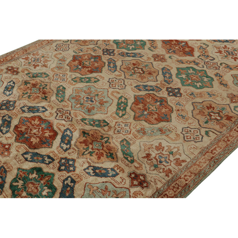 Distressed Homage Hand Knotted Silk Geometric Area Rug, Rectangle 15' x 24'