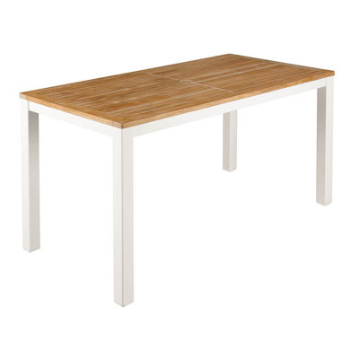 Aura Aluminum & Teak Narrow Dining Table by Barlow Tyrie