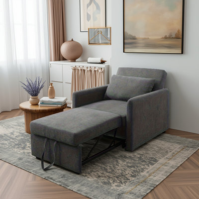 Fauteuil convertible 1 pièce vert avec dossier réglable et rangement