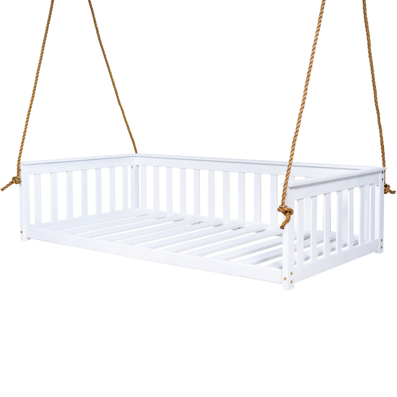 Balancelle de véranda en bois d'acacia Charleston, Peinture blanche, 78"