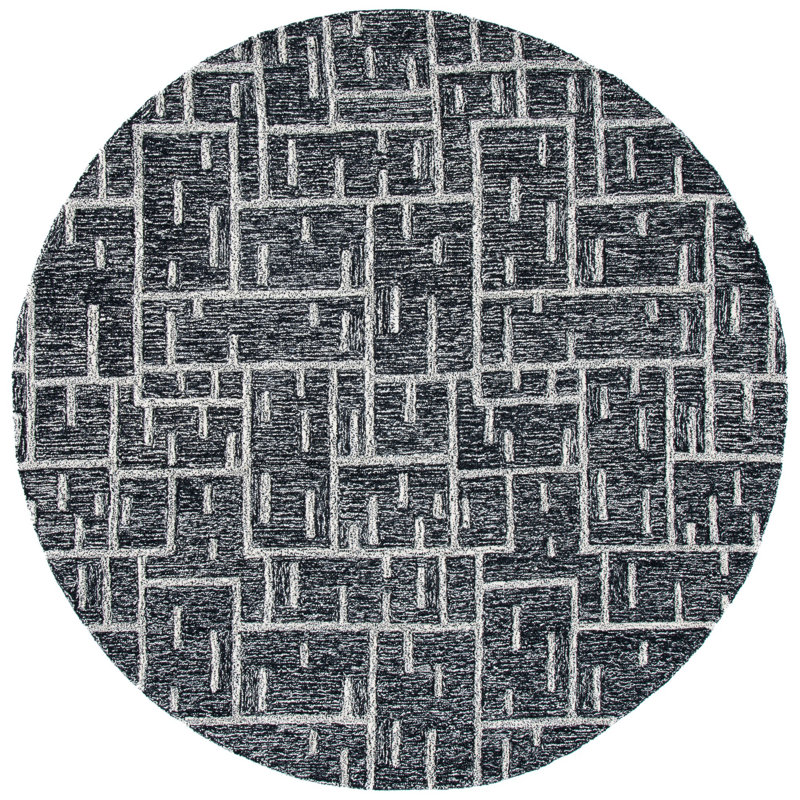 Willowood Hand Tufted Wool Geometric Rug, Round 6'