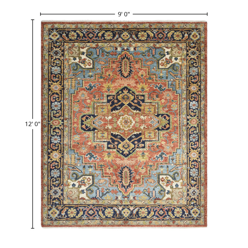 Miranda Hand Knotted Oriental Area Rug, Rectangle 9' x 12'