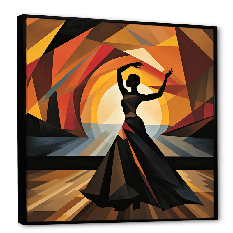 «Black Art Deco Ballet Dance VI», reproduction encadrée de chambre de bébé, Cadre flottant noir, 16" H x 16" W