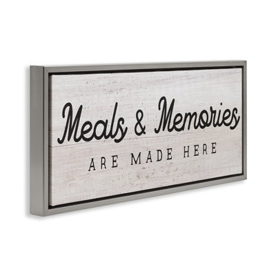 Meals & Memories Kitchen Sign Gray Framed Floater Canvas Wall Art by Daphne Polselli