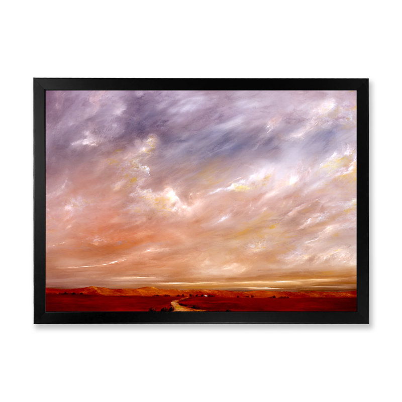 Red Path Under Cloudy Sky - reproduction de cadre flottant sur toile, Cadre photo noir, H 8 po x l 12 po x P 1 po