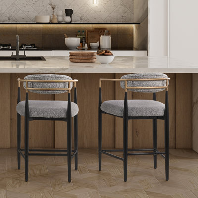 Amerson Upholstered 25.8" Counter Stool,  Modern Sleek Bar Chair (Set of 2)
