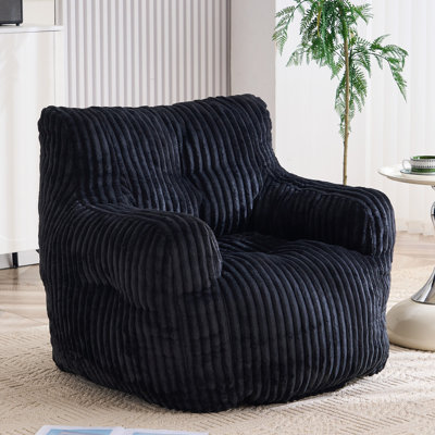 Aeri Compression Medium Adult Soft Teddy Fabric Bean Bag Chair With Foam Filled