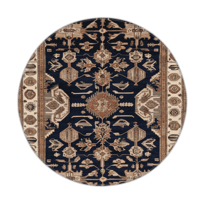 Turkish Brown Indoor and Outdoor Area Rug, Round 5'