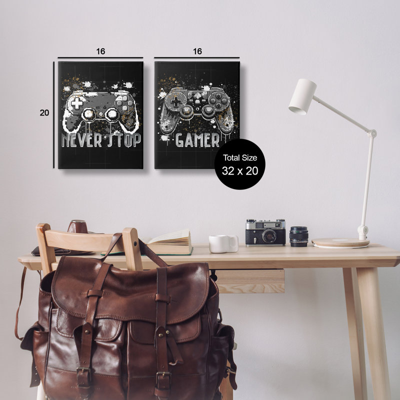 Ensemble de 2 toiles Modern Gamer, H 20 po x l 16 po