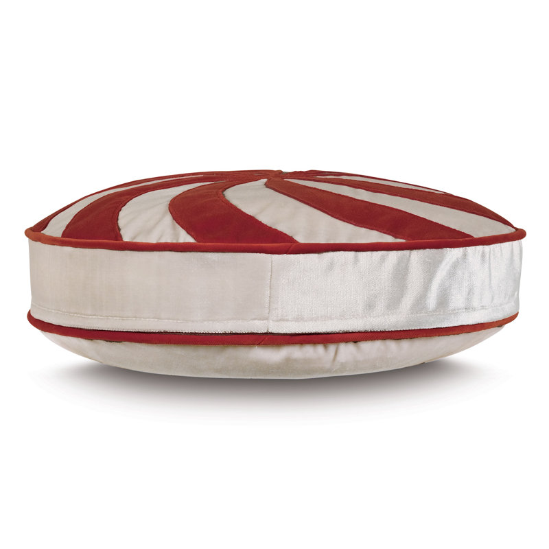 Holiday Traditional Circular Pillow Cover & Insert, Red/White
