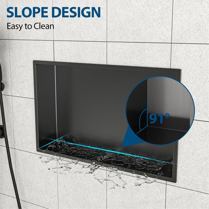 21" X 13" Stainless Steel Shower Niche, Gunmetal Black, Gunmetal Black