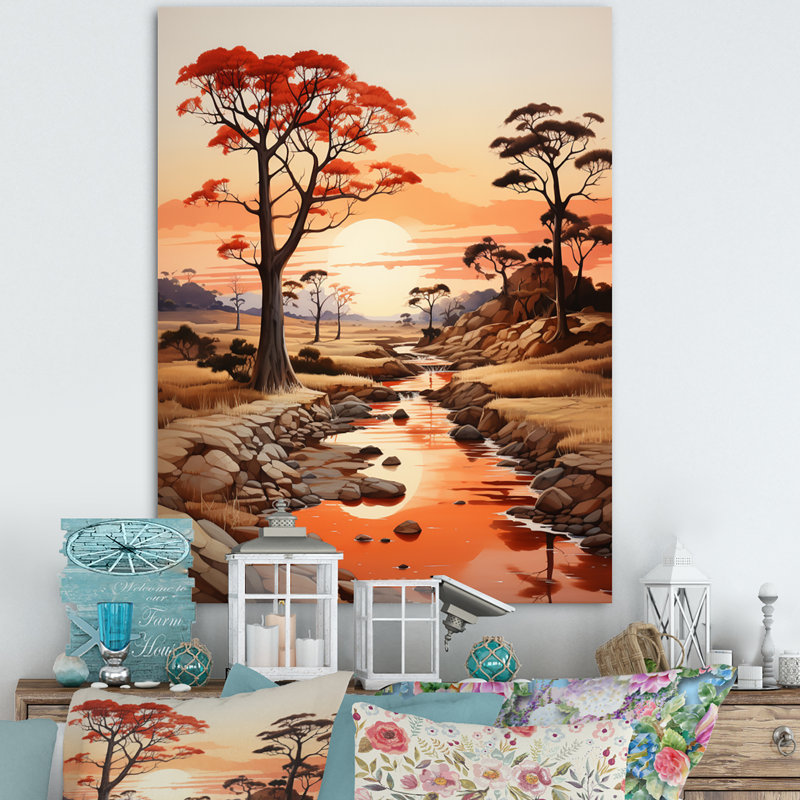 Red Beige, vallée de l'Africain, reproduction d'art mural africain, H 40 po x l 30 po x P 1,5 po, Toile tendue