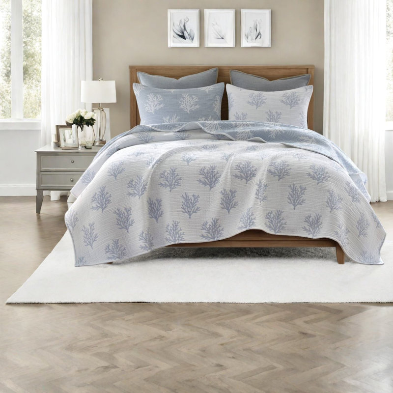Cotton Blend Floral Quilt Set