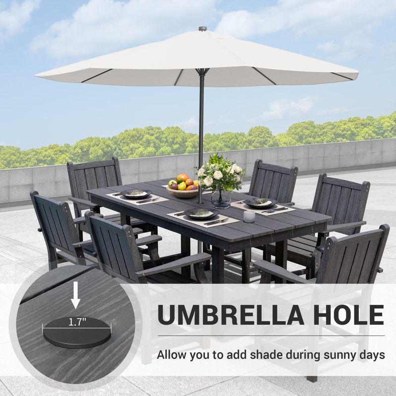 Davonia HDPE Rectangular Outdoor Dining Table, Gray