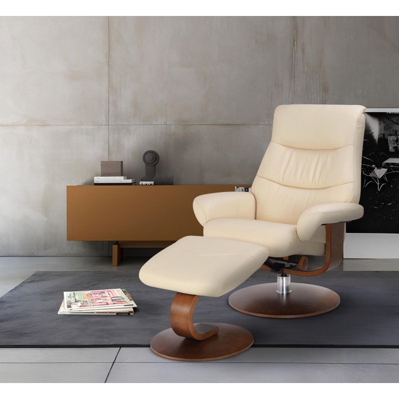 Azmeena Swivel Recliner with Ottoman - 360° Swivel, 136° Recline