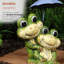 Statue de grenouille H 11 "avec parasol mauve pour jardin, patio et pelouse