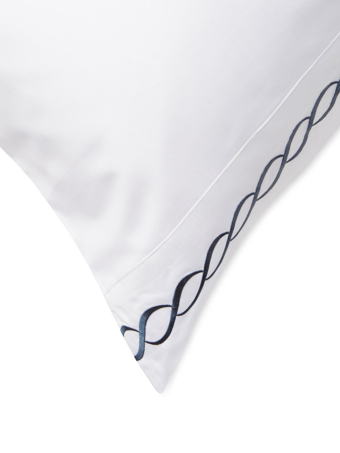 Calissa Cotton Pillowcase, King Pillowcase, White/Navy
