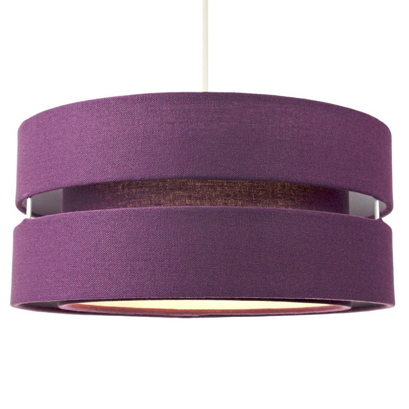 Contemporary Quality Linen Fabric Triple Tier Ceiling Pendant Light Shade, 13cm H x 26cm W x 26cm D, Purple