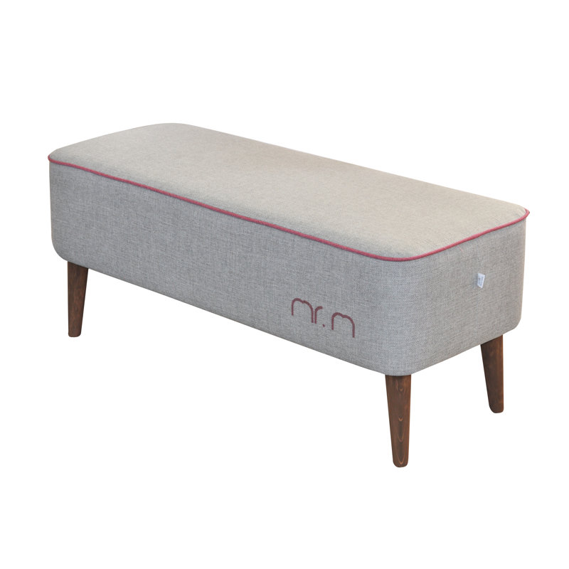 Mr. M Polyester Blend Upholstered Bench, 100% Polyamide, Grey/Pink