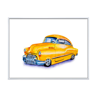 " Yellow Retro Car " Painting Print