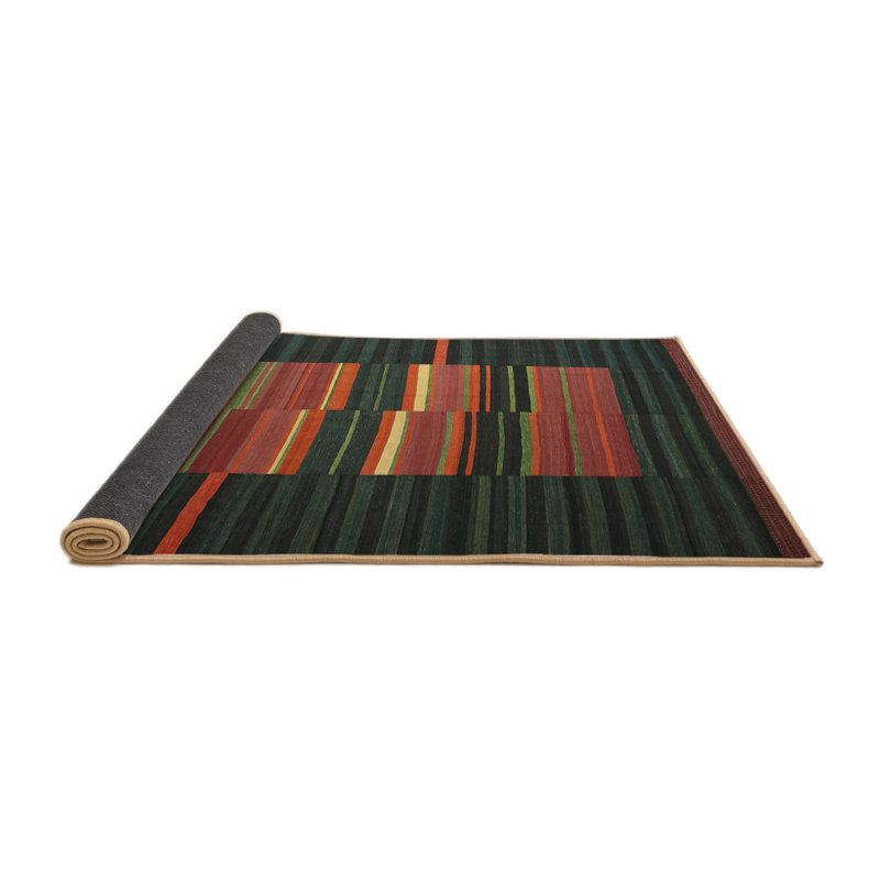 Tapis contemporain vert / orange, Rond 3 pi