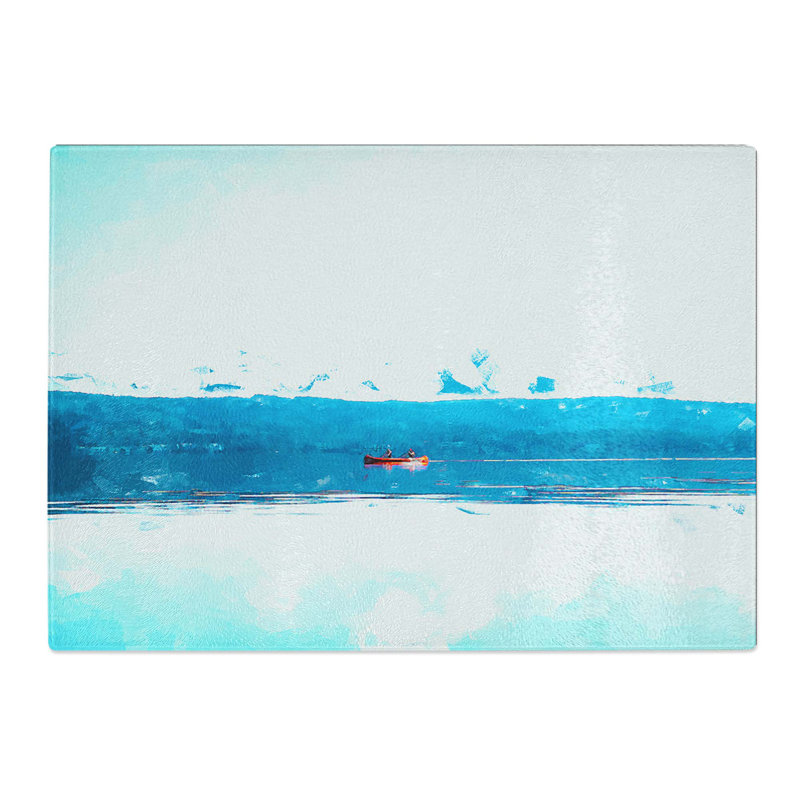 Tempered Glass Kayak on a Lake in Sweden Chopping Board, 28.5 cm W x 20 cm L
