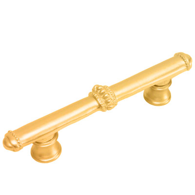 Classic 3 inches c.c. pull w/ beaded treatment on center and ends in Gilded Mercury