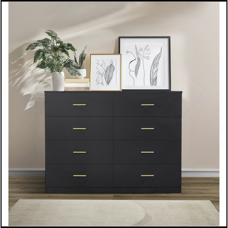 Commode de chambre moderne avec beaucoup de rangement et un design élégant, Noir