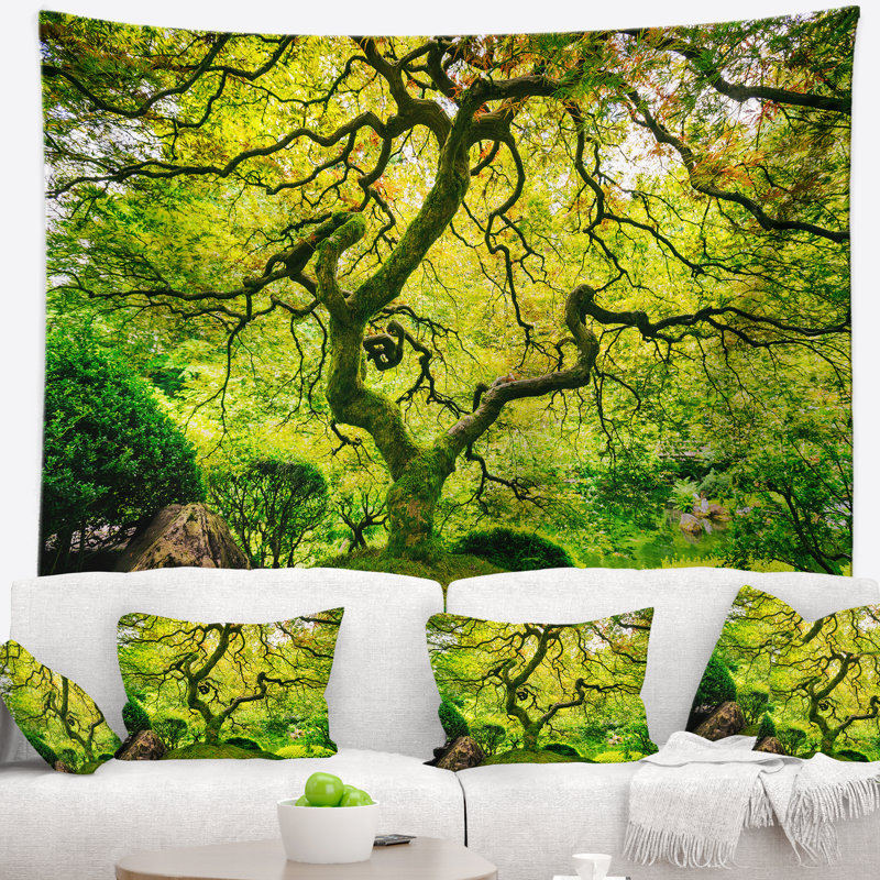 Photographie incroyable tapisserie d'arbre vert, H 50 po x l 60 po
