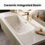 Meuble-lavabo simple en bois massif 59,06 po avec comptoir en céramique et miroir anti-buée rond à DEL