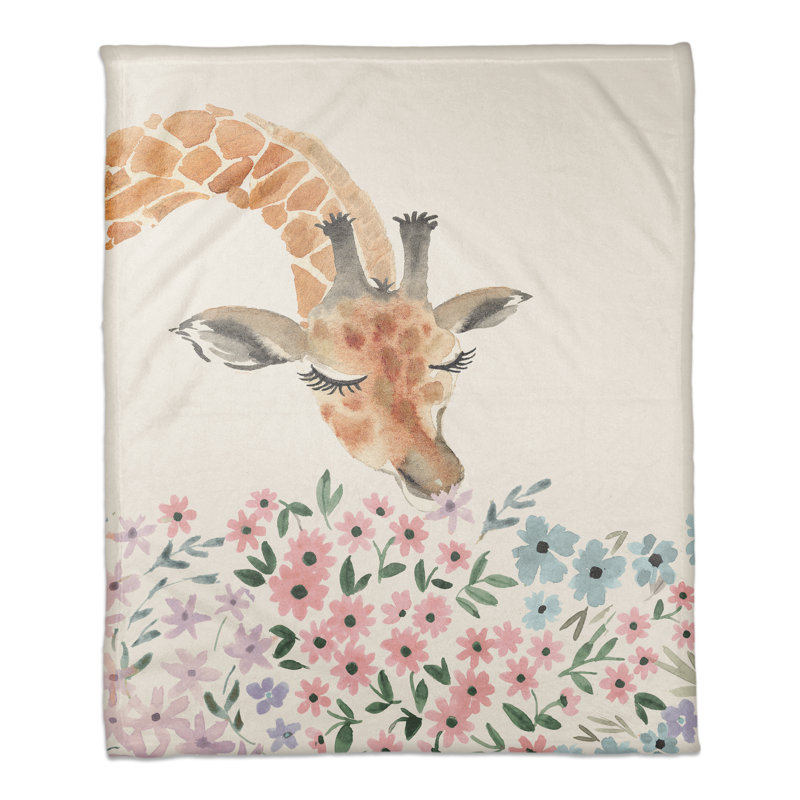 Jeté girafe sentant les fleurs 02