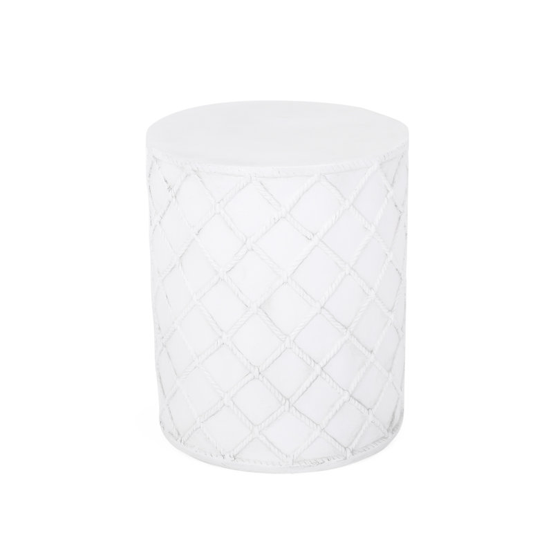 Chic Lightweight Concrete Table With Nautical Detail - 15.09" W X 18.04" H Ready To Use Modern Side Rope Pattern D No Assembly Required