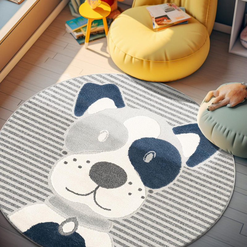 Tapis pour enfant Unique Loom Doggo, Rond 3 pi 1 po