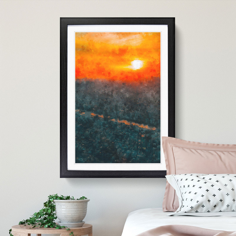 Sunset over Tokyo - Framed Print, 33cm H x 24cm W x 2cm D, Black Framed