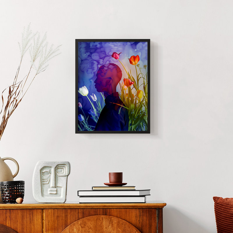 FLORAL Series DCCCXIII  -Premium Framed Print -Ready to Hang - No Nails Required, Black, 11" H x 9" W