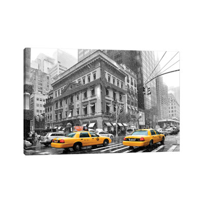 Fifth Avenue Yellow Cab by Susanne Kremer - Wrapped Canvas Photograph