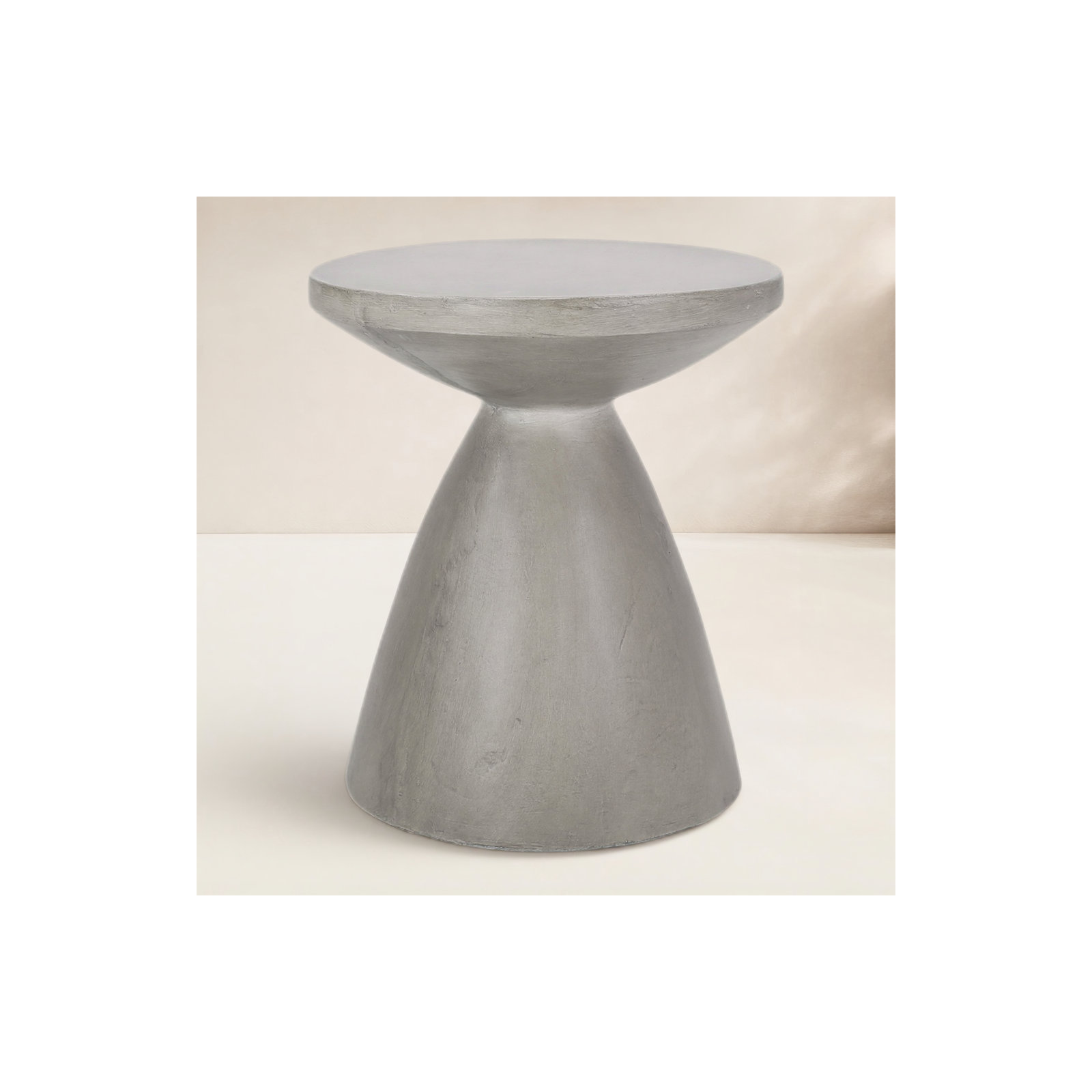 Jacqueline 18" Stone/Concrete Outdoor Side Table, Gray