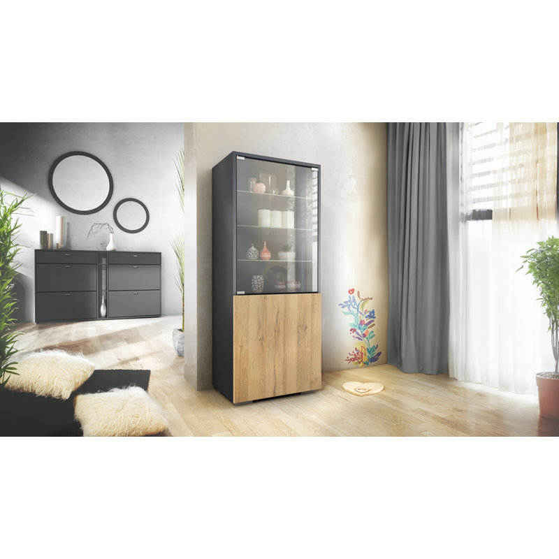 Aubreella Booth Display, Anthracite/Natural oak